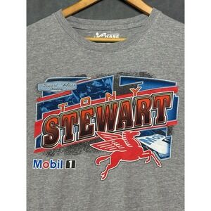 Tony Stewart 14 Nascar Double Sided Grey Tee Shirt Mobil 1 Racing Size XL